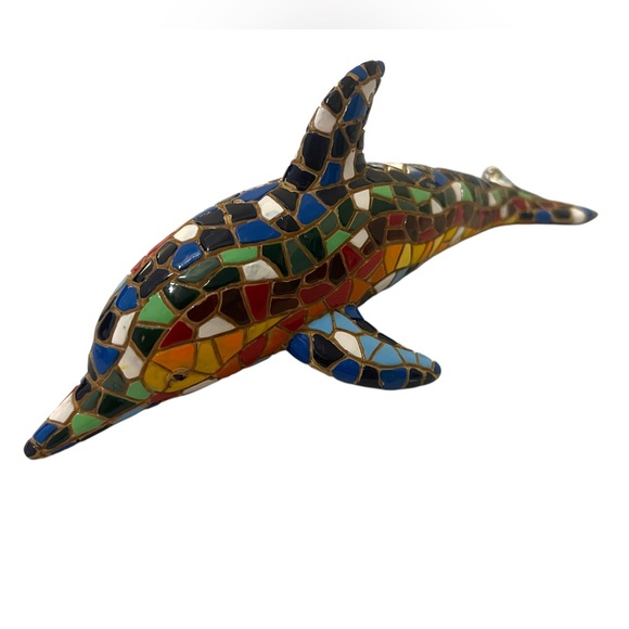 Barcino Designs Dolphin Figurine Art Multicoloured Mosaic Hand Painted Spain - Picture 6 of 8